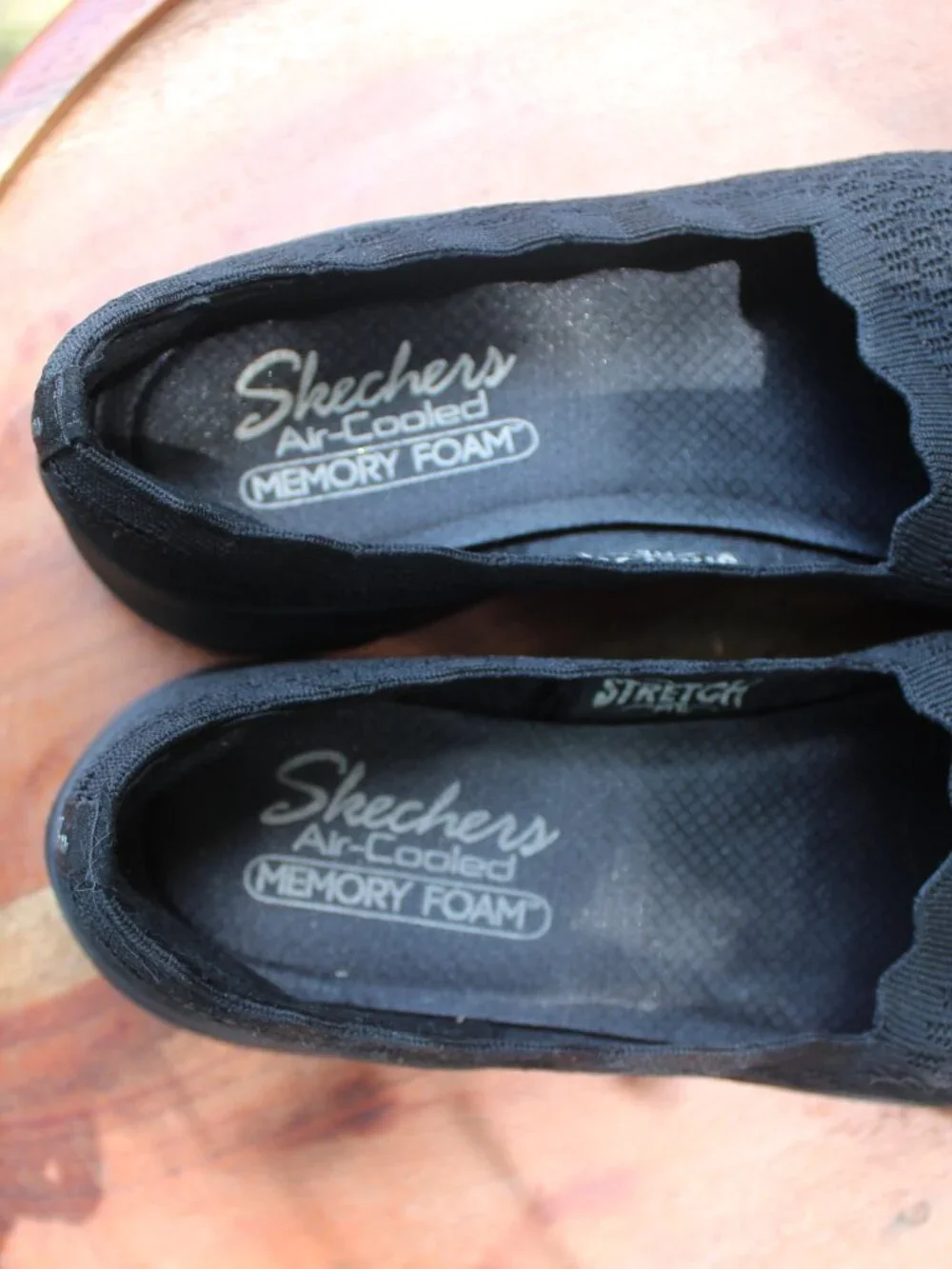 Skechers Stretch Fit Black Mesh Slip-On Shoes - Sz 8.5 Air-Cooled Memory Foam